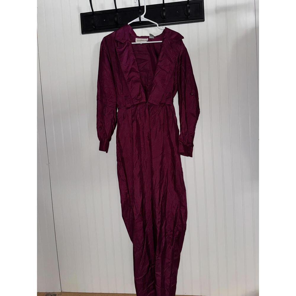 Vintage Westbound Burgundy Polyester Jumpsuit Size 10